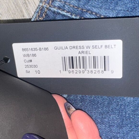 NWT women’s PAIGE X REVOLVE Giulia Denim Ariel Midi Dress with belt size 10 - Picture 10 of 12